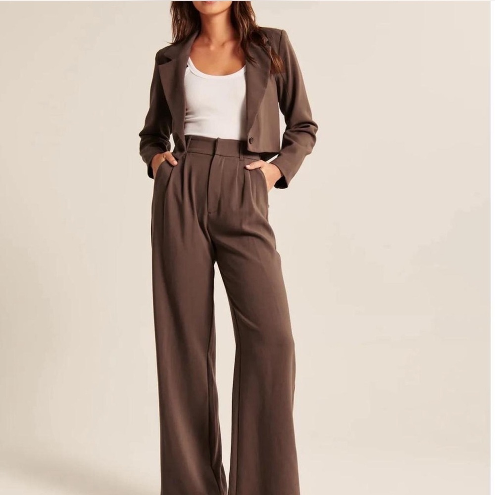 Missguided Chocolate Brown Trousers Pants Wide Leg High Rise Womens 8 NWT